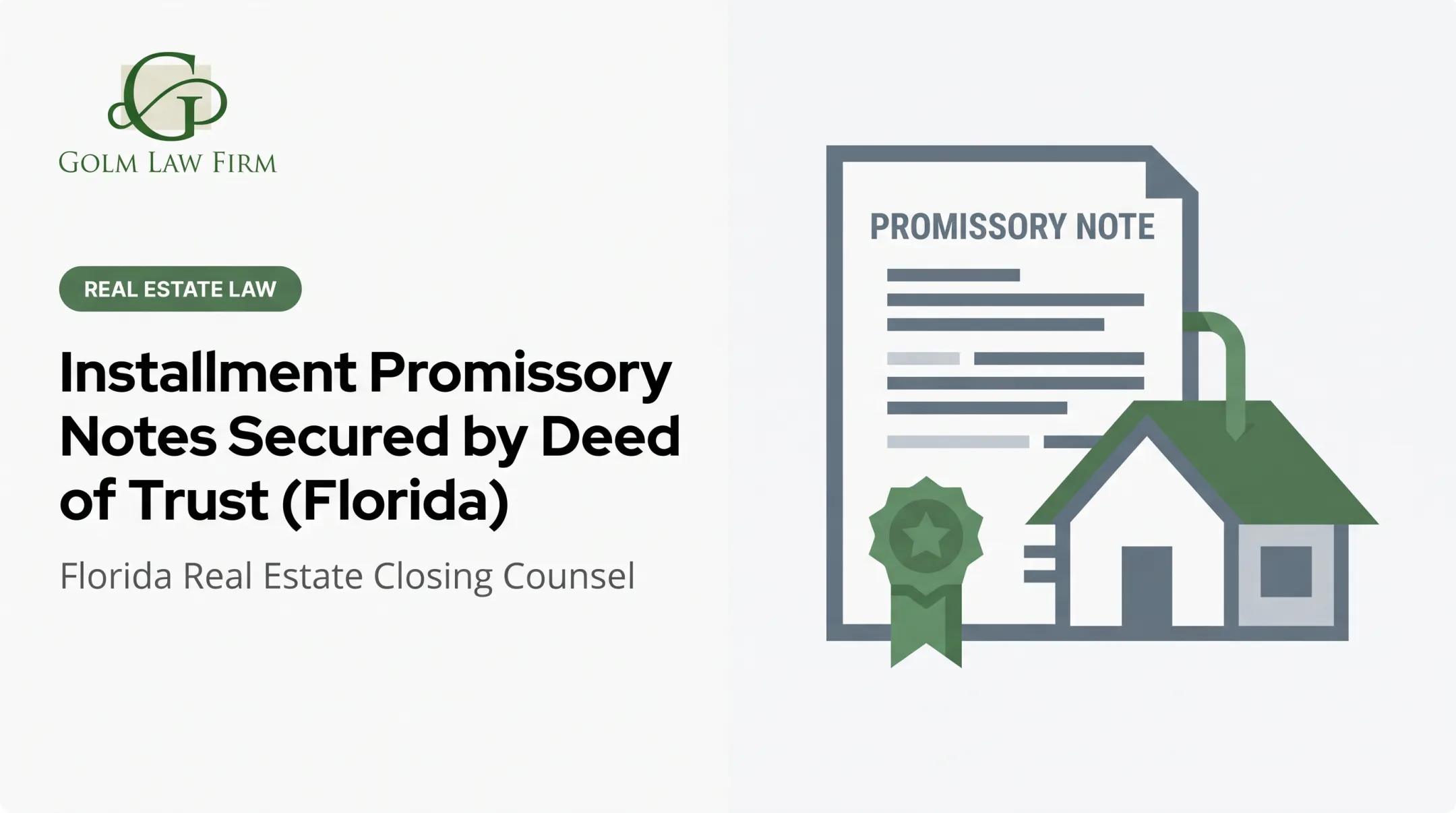 Installment Promissory Notes Secured by Deed of Trust (Florida)