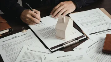 Florida real estate closing documents and disclosure forms on attorney desk