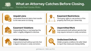 Five hidden real estate risks discovered post-closing without attorney review infographic