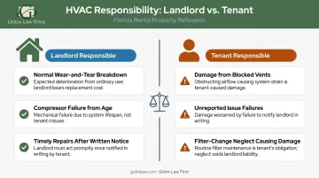 Florida AC repair responsibility comparison table landlord versus tenant breakdown