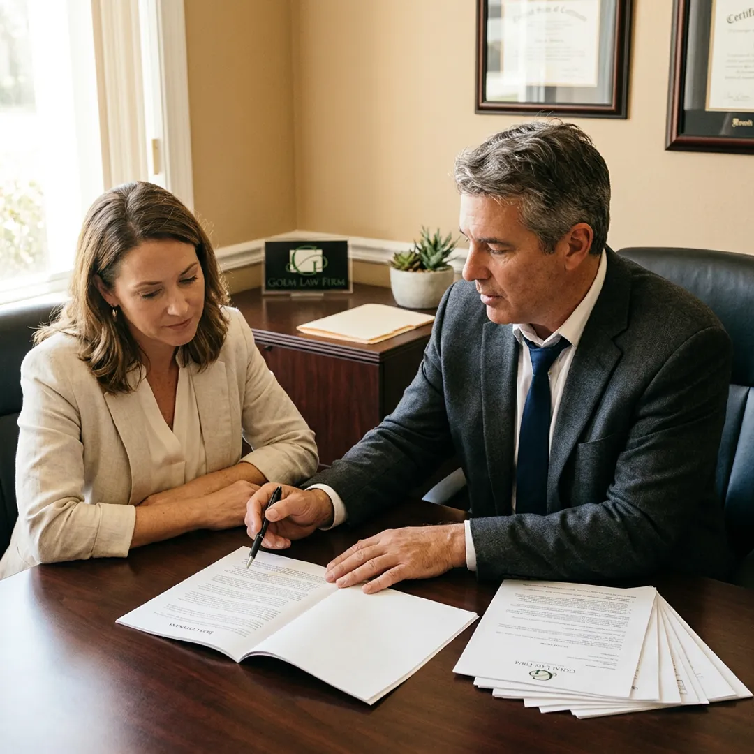 Attorney reviewing HOA documents with client