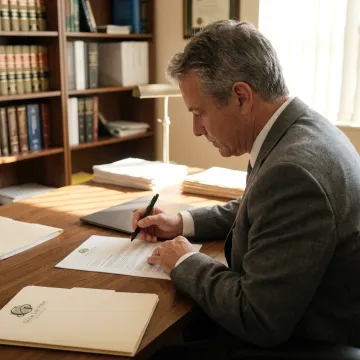Attorney reviewing business succession documents