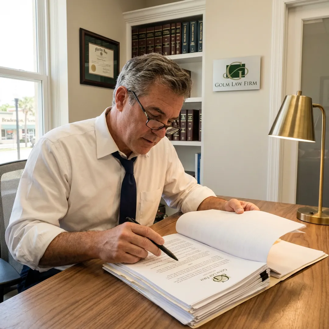 Attorney reviewing commercial real estate closing documents