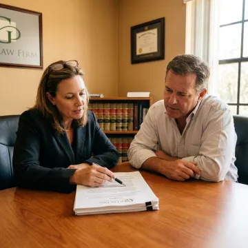 Attorney reviewing business litigation documents