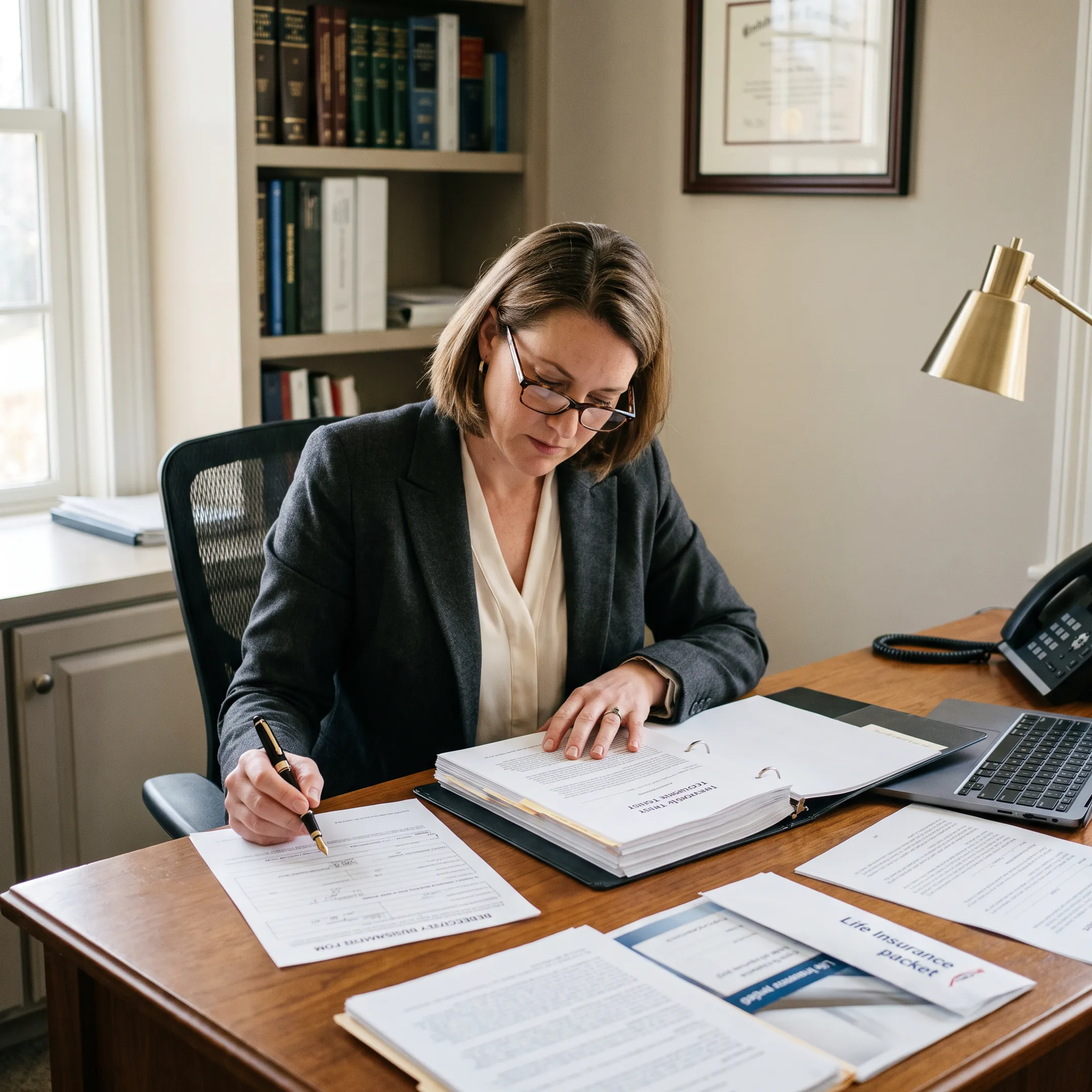 Florida attorney reviewing life insurance trust documents with a client