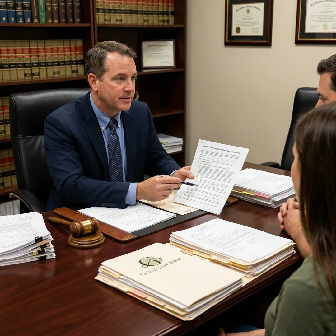 Attorney reviewing real estate documents with clients