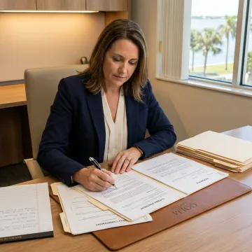 Florida real estate closing attorney reviewing documents