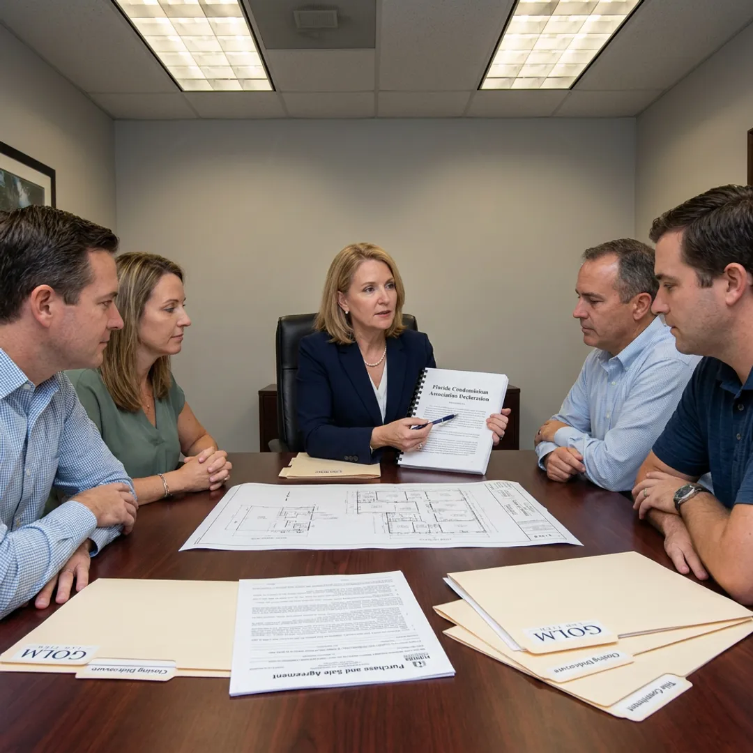 Attorney reviewing Florida condominium and development documents