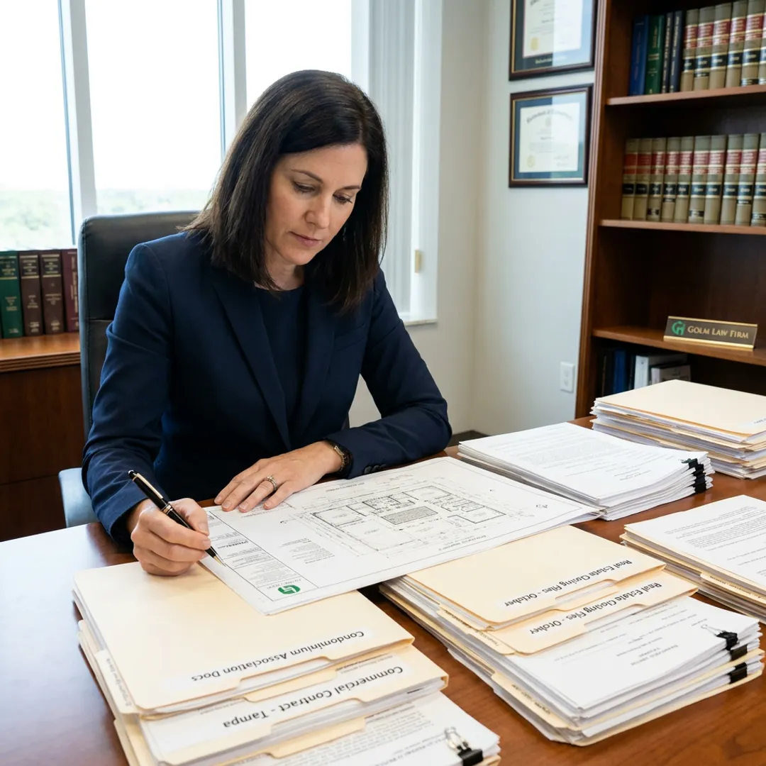 Florida attorney reviewing condominium and planned development documents