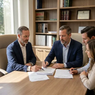 Attorney reviewing real estate documents with clients