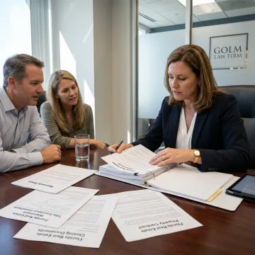 Real estate attorney reviewing property contracts