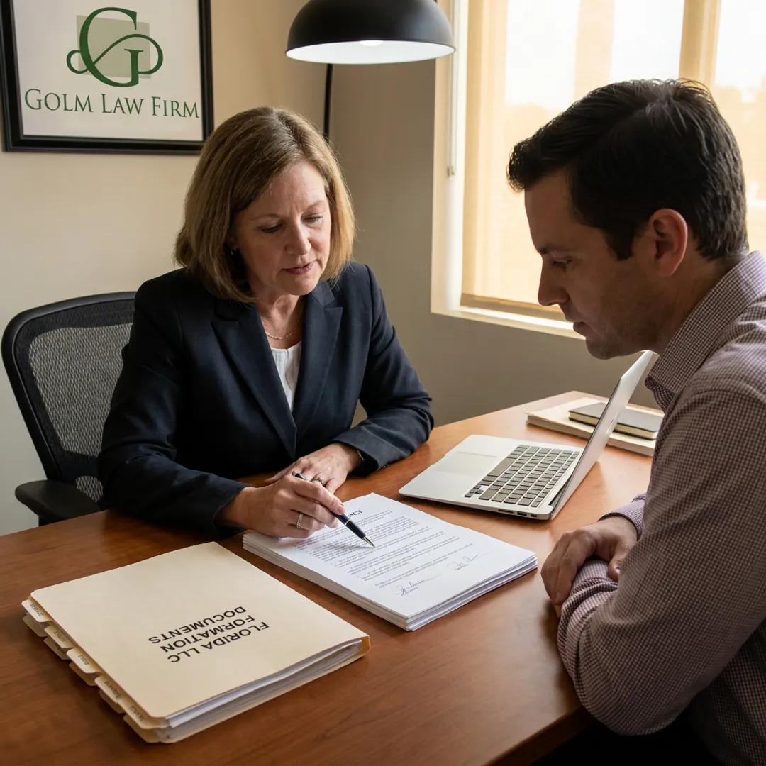 Florida business formation lawyer meeting with client