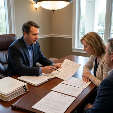 Attorney reviewing real estate documents with clients