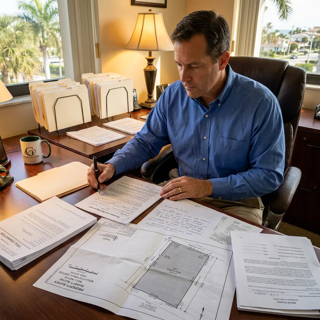 Attorney reviewing real estate closing documents