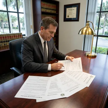 Florida real estate contract attorney reviewing documents