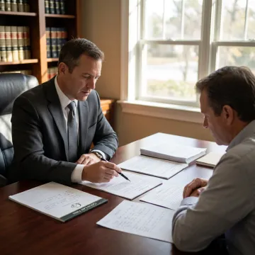 Attorney reviewing business sale documents