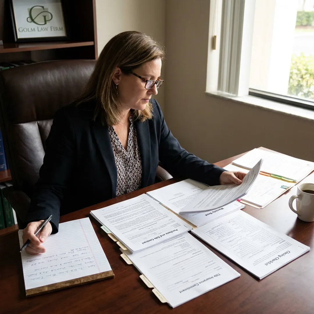 Attorney reviewing real estate closing documents