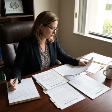 Attorney reviewing real estate closing documents