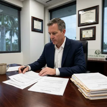 Real estate attorney reviewing purchase documents