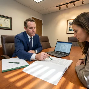 Corporate attorney reviewing business contract