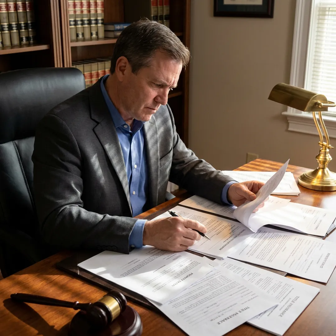 Attorney reviewing real estate closing documents