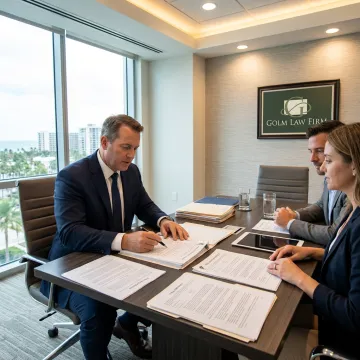 Real estate attorney reviewing property documents