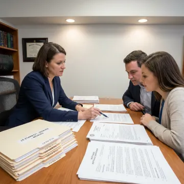 Attorney reviewing real estate documents with clients