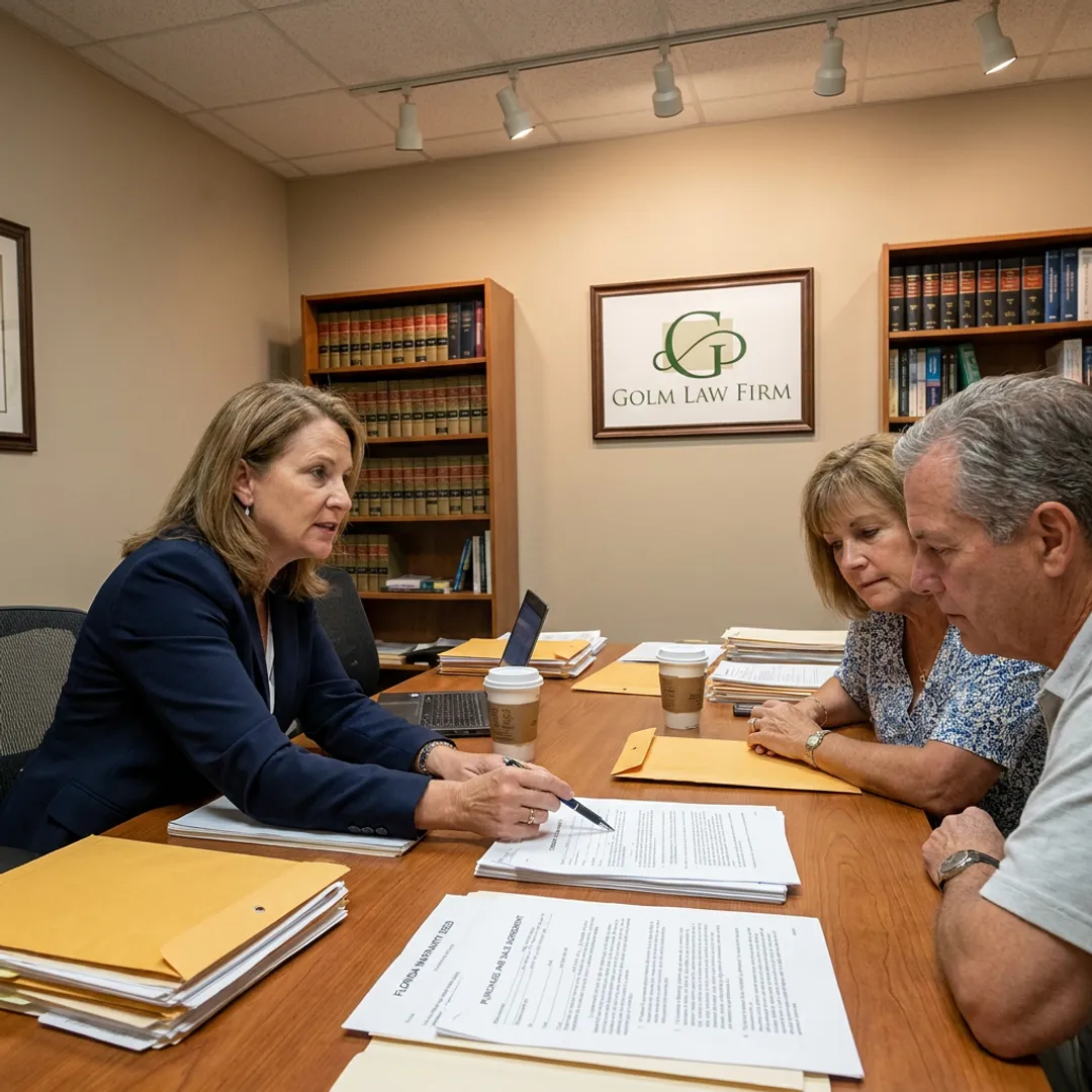 Attorney reviewing real estate documents with clients