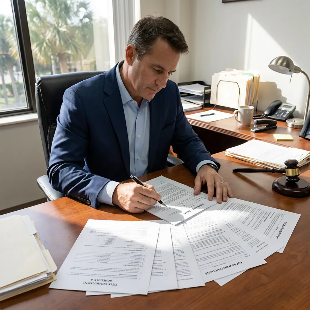 Attorney reviewing Florida real estate closing documents