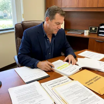 Attorney reviewing real estate fraud documents