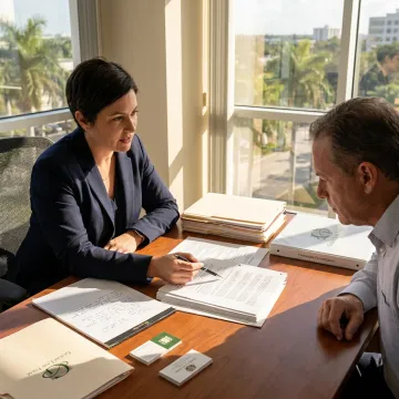Attorney reviewing corporate governance documents with a business owner