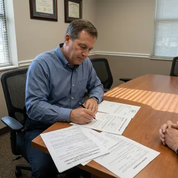 Attorney reviewing real estate escrow documents