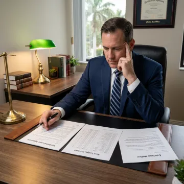 Attorney reviewing lease and eviction documents