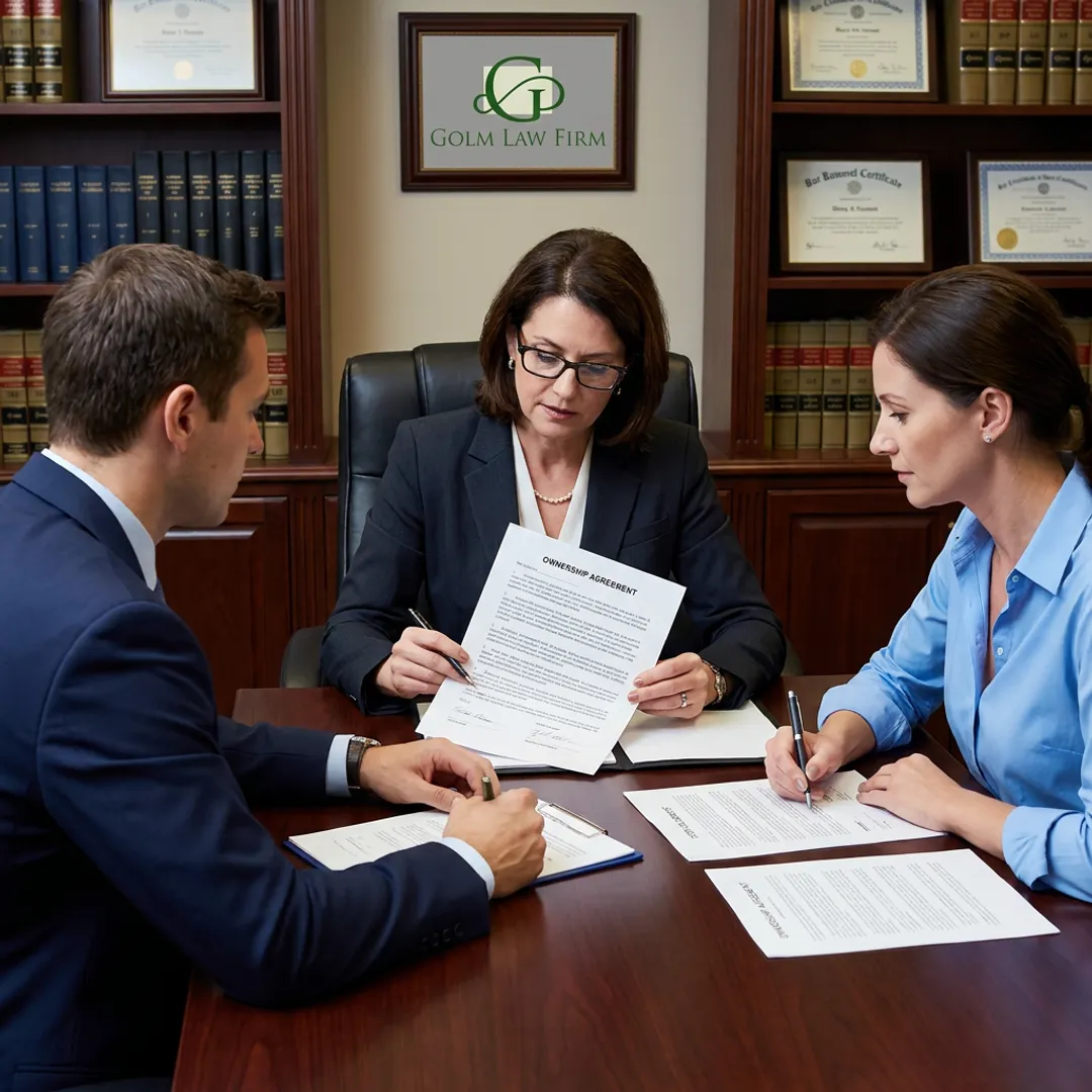 Attorney reviewing business agreement documents