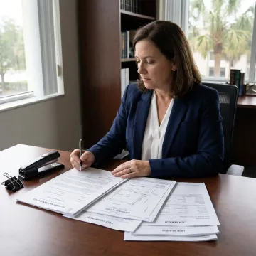 Attorney reviewing title documents