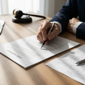Attorney reviewing lease agreement with client