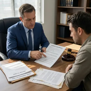 Attorney reviewing lease dispute documents