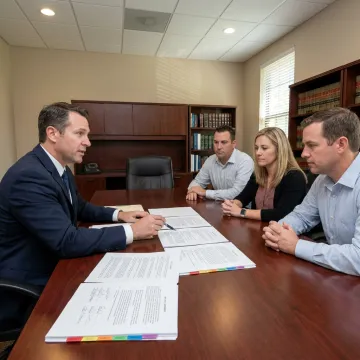 Attorney reviewing business ownership agreement documents