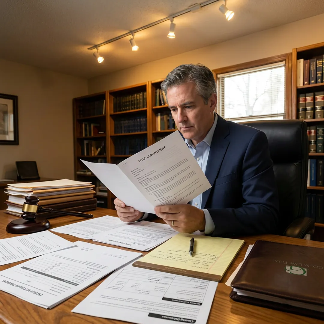 Attorney reviewing real estate title documents