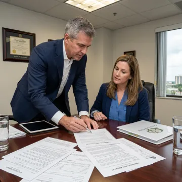 Attorney reviewing business transaction documents