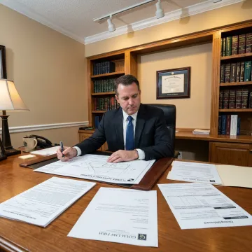 Attorney reviewing real estate development documents