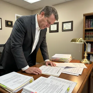 Attorney reviewing quit claim deed documents