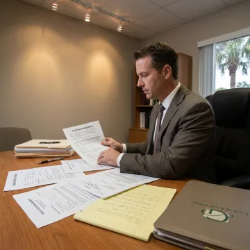Attorney reviewing tenant screening documents