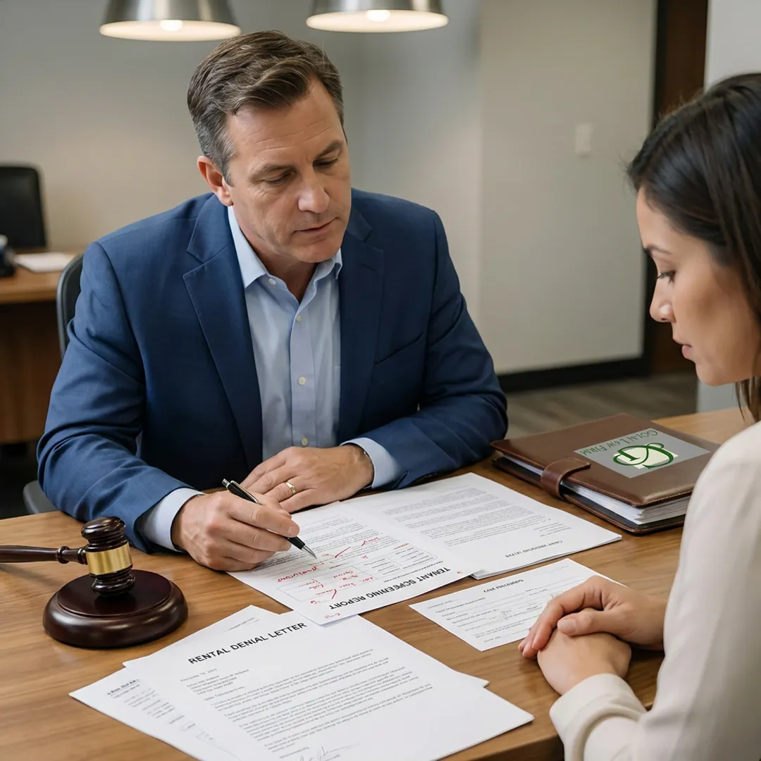 Tenant reviewing screening report errors with attorney