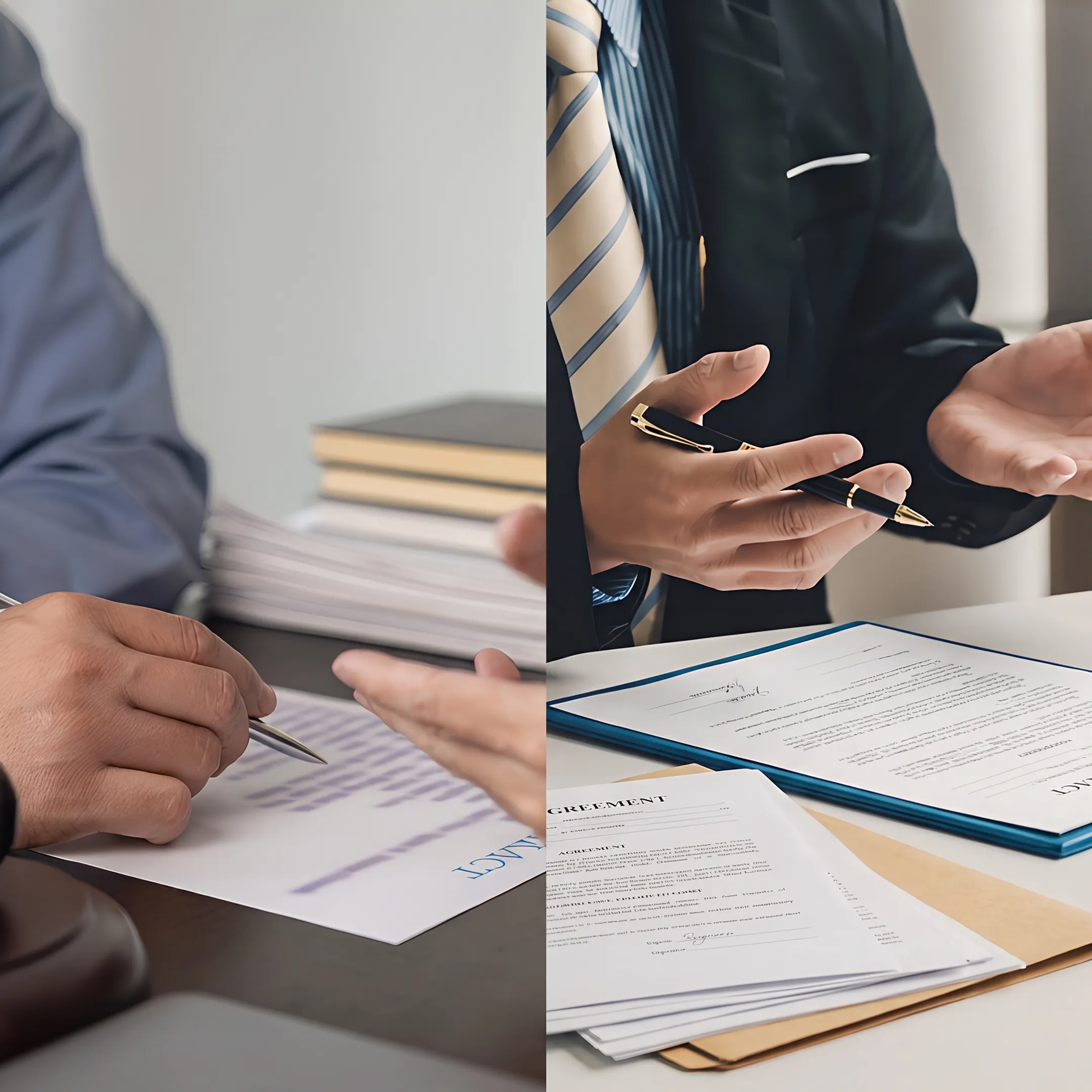 Attorney examining property loan and deed documents
