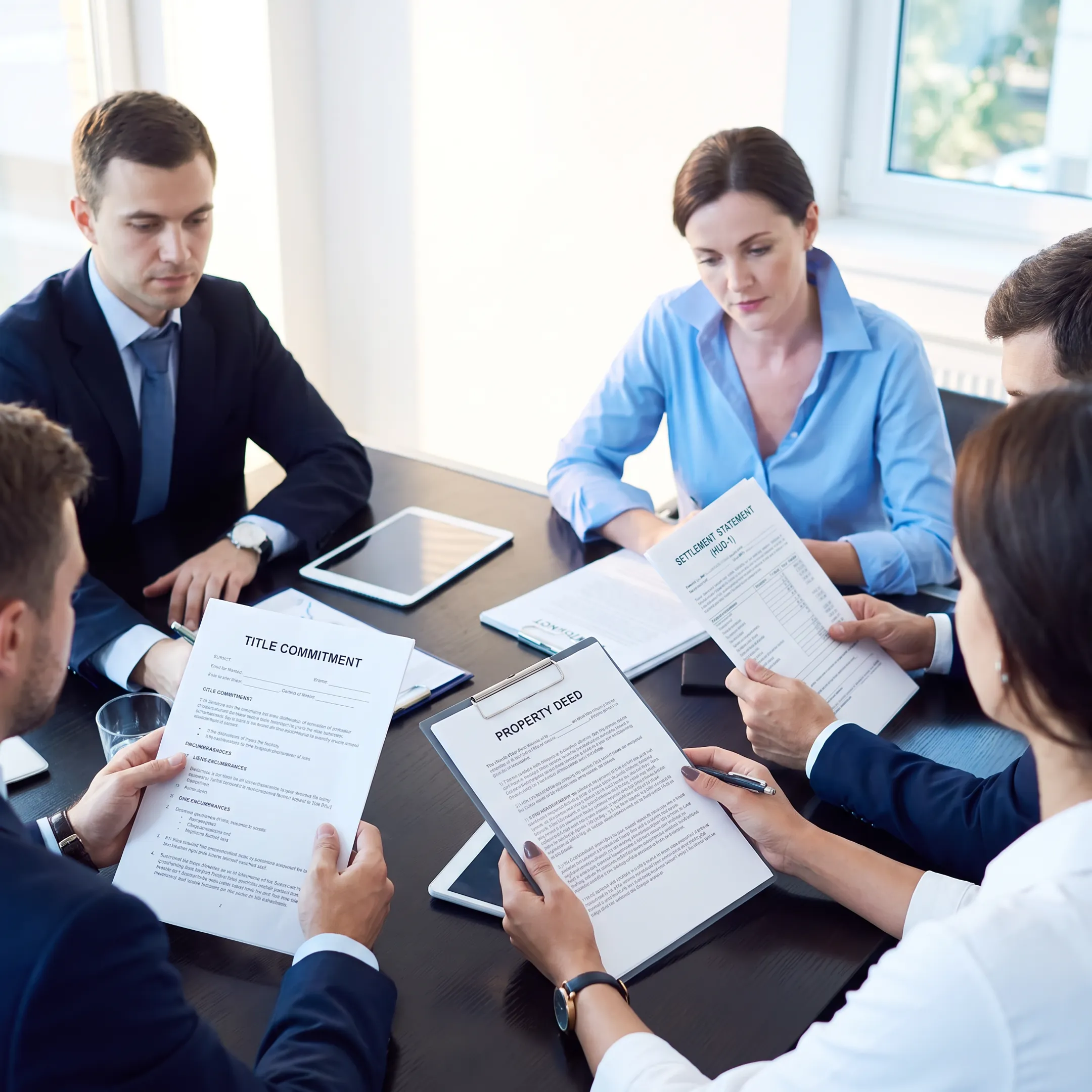 Attorney organizing title records for a Florida property transaction