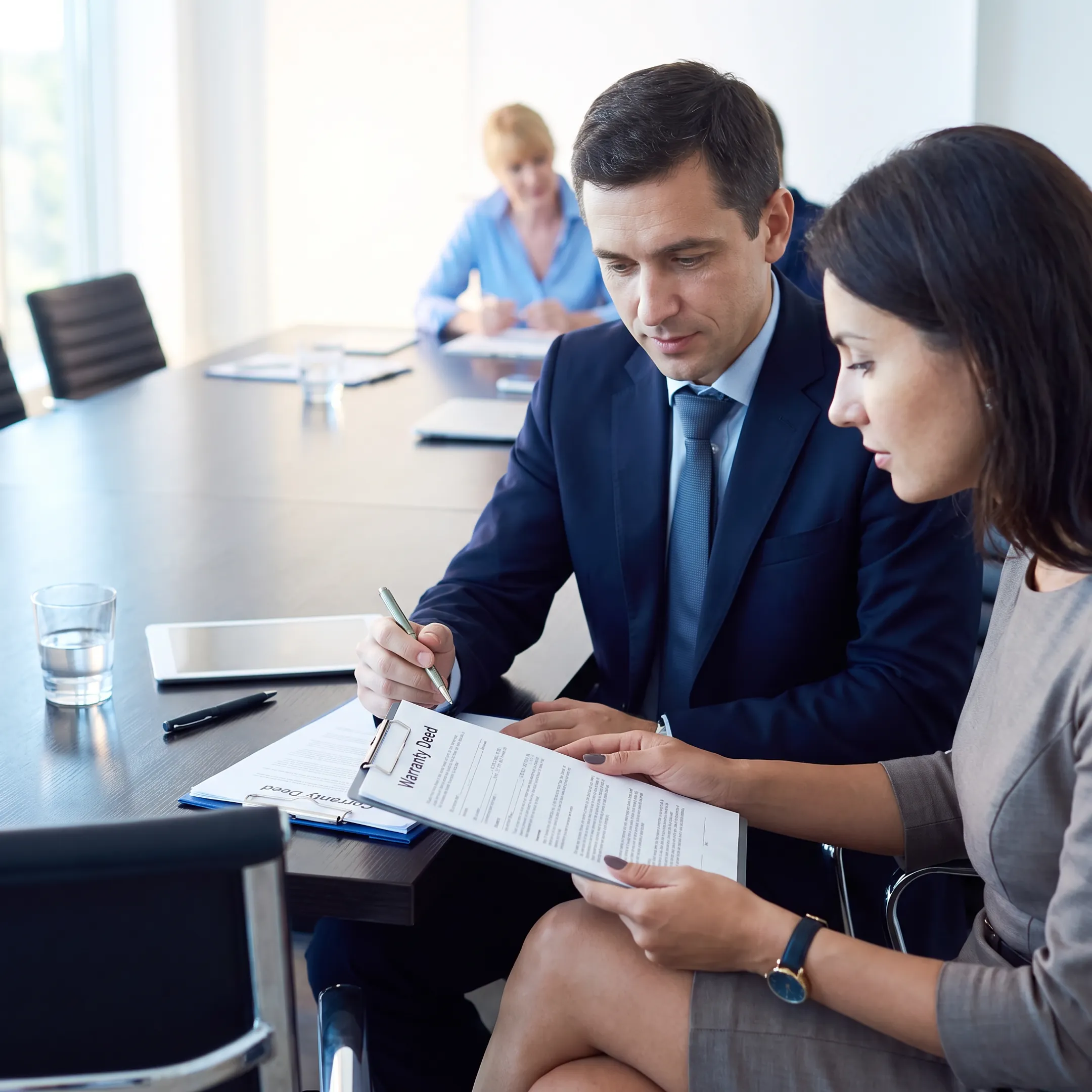 Florida real estate attorney reviewing a warranty deed with a client