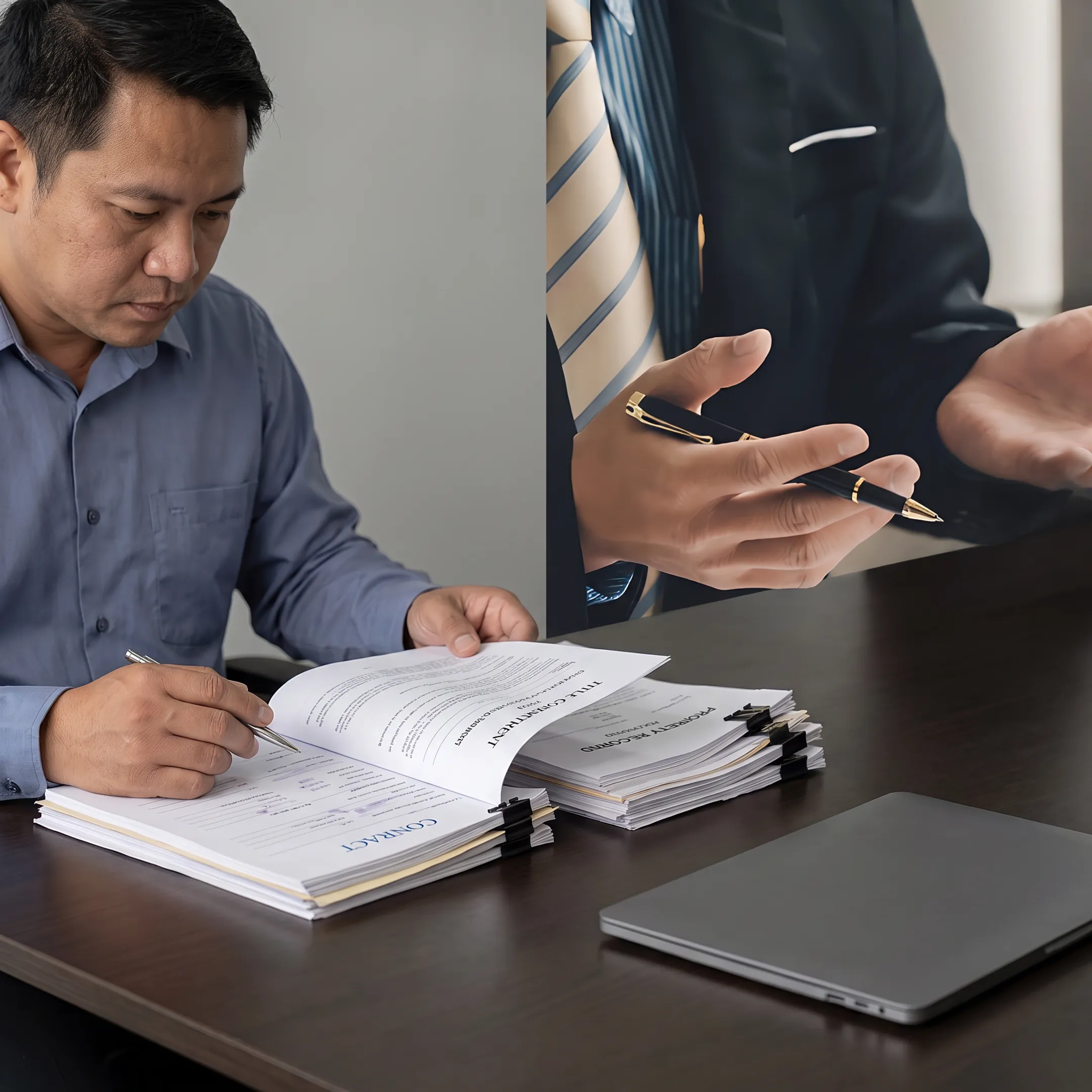 Florida attorney examining title commitment and property documents