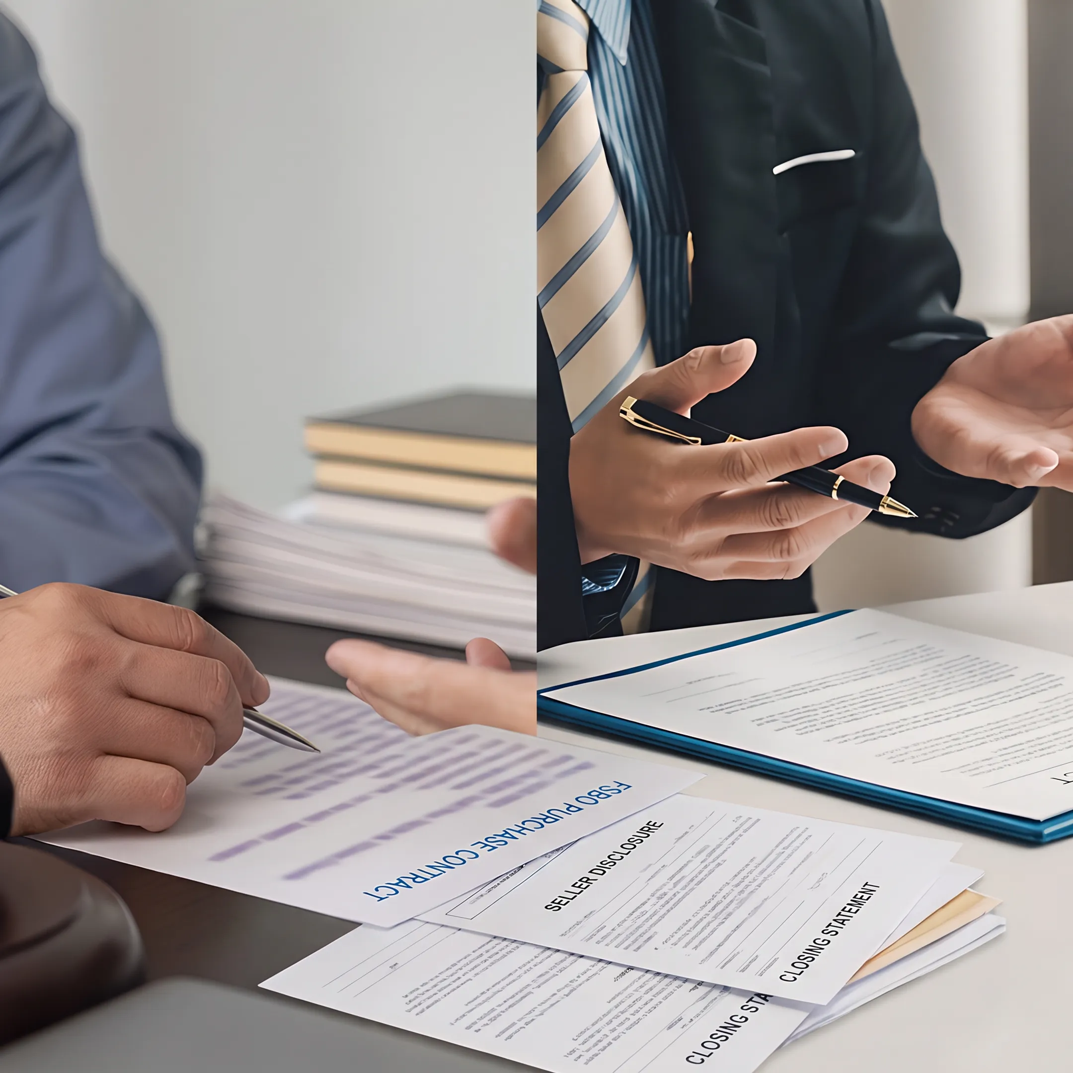 Florida attorney reviewing FSBO real estate documents with a homeowner