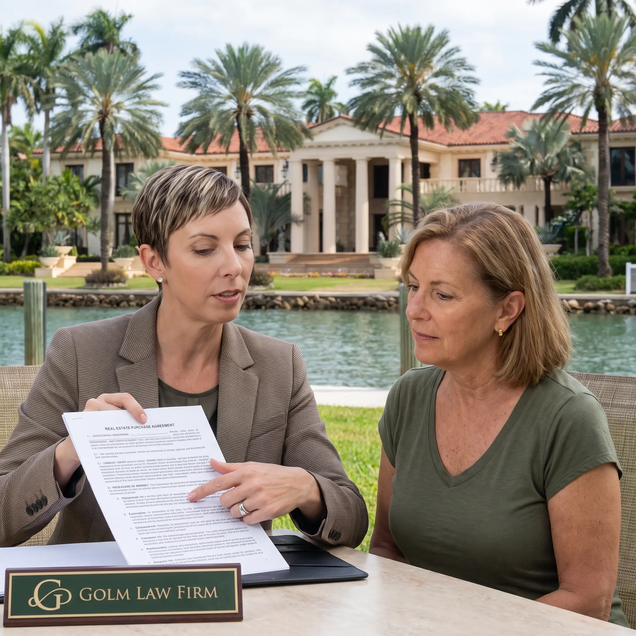 Attorney explaining FSBO contract details to Florida home seller